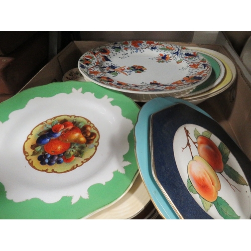 206 - Four trays of mixed china collectables and plates, to include Rockingham stamped vase and jug, spode... 