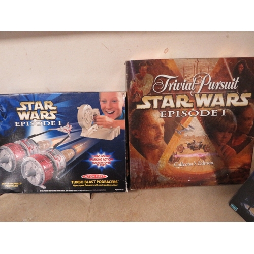 220 - Six boxed Star Wars Episode 1 items to include Podrace arena, Turbo Blast Podracers, Jar Jar Binks/N... 