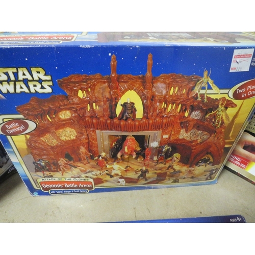 221 - Four boxed Star's Wars items to include Attack Of The Cones Geonosis Battle Arena, Attack of The Clo... 