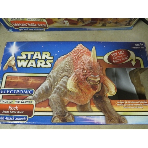 221 - Four boxed Star's Wars items to include Attack Of The Cones Geonosis Battle Arena, Attack of The Clo... 