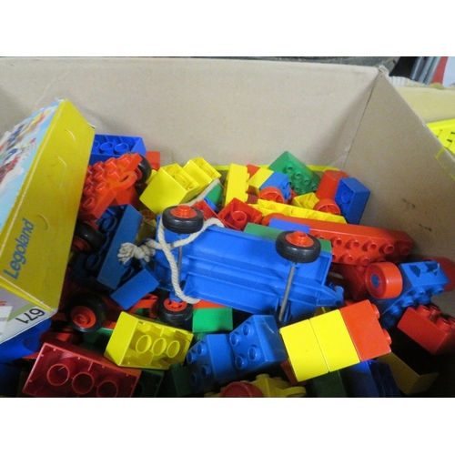 75 - A large selection of vintage toys and dolls to include Fisher Price, vintage Lego and Duplo etc