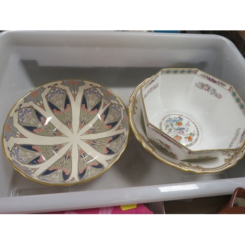 84 - Four trays of assorted ceramics to include an octagonal Wedgwood Kurtani bowl, Spode Stafford flower... 