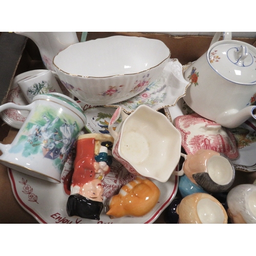 84 - Four trays of assorted ceramics to include an octagonal Wedgwood Kurtani bowl, Spode Stafford flower... 