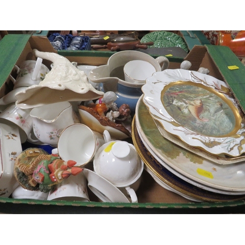 97 - Three trays of collectables, china, wood etc