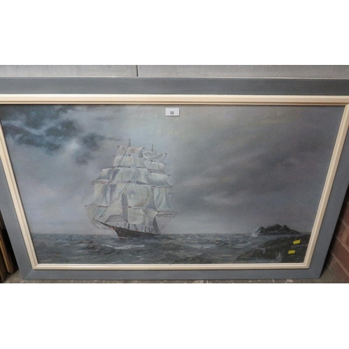 22 - A large framed seascape print