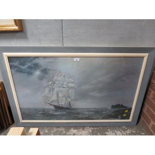 22 - A large framed seascape print