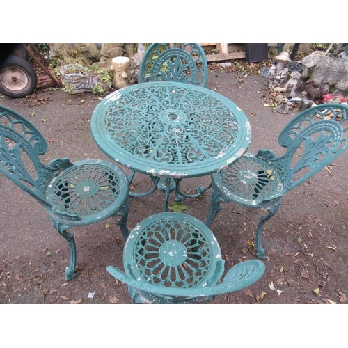 613 - An aluminium garden table set with 4 chairs