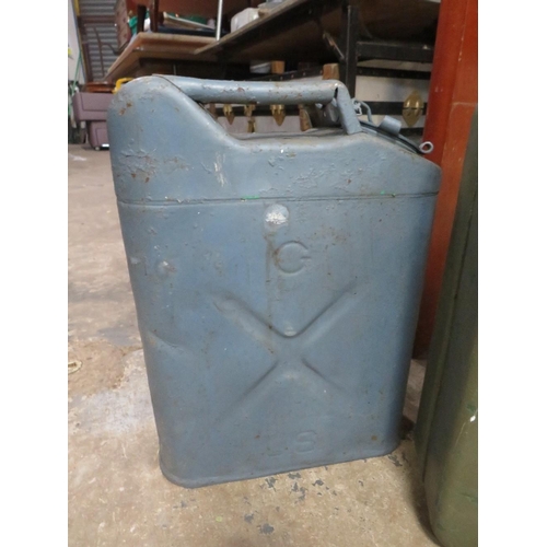 641 - Three jerry cans to include a US Army example, a British Army example with crows foot mark and a mod... 