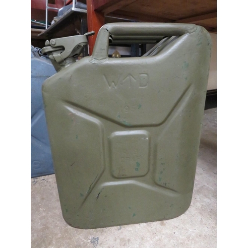 641 - Three jerry cans to include a US Army example, a British Army example with crows foot mark and a mod... 