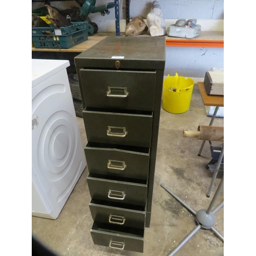 652 - A six drawer green steel filing / storage cabinet