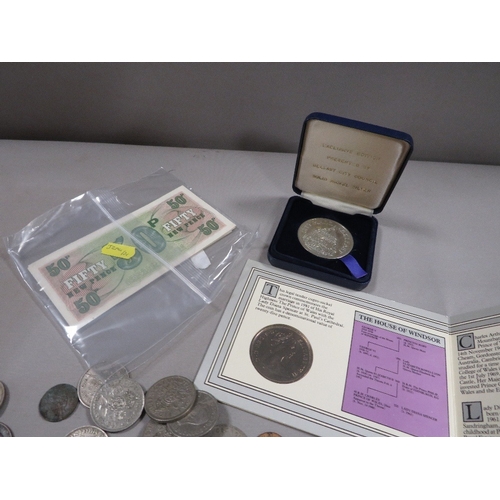 433 - A group of British military banknotes and a quantity of coins