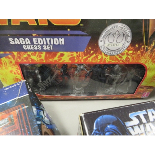 276 - Mixed boxed Stars Wars items to include AT-TE, episode 1 Stap, Jango Fetts target game, Saga edition... 