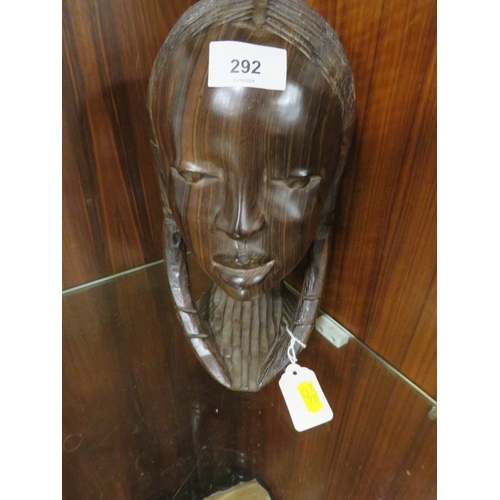 292 - A vintage African ironwood head carving