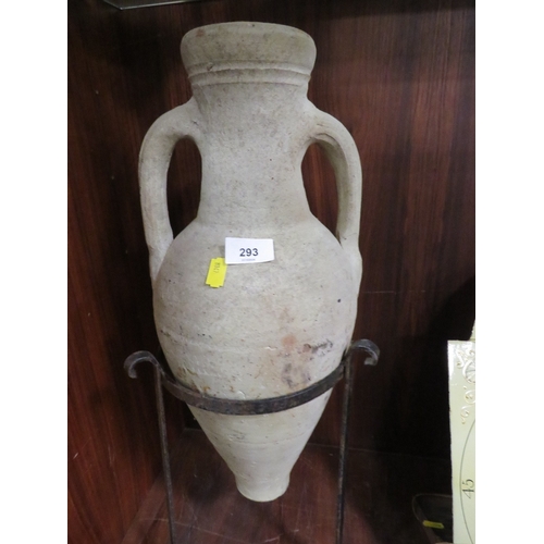 293 - An Amphora jug in cast metal display stand