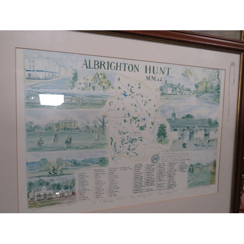 11 - A quantity of assorted gilt framed prints to include an Albrighton Hunt signed print