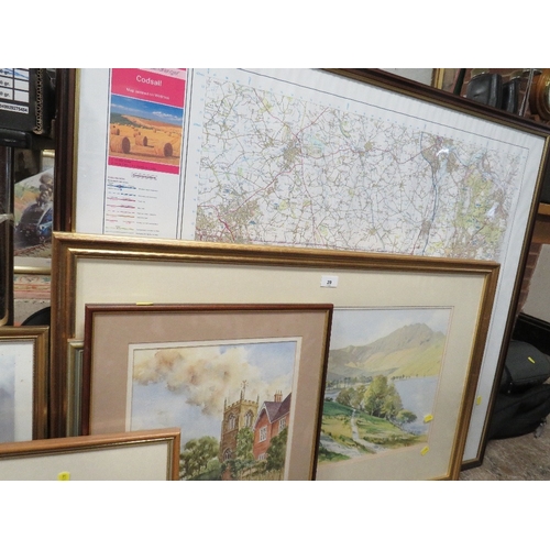 29 - A quantity of assorted pictures to include a Hubert Knowles watercolor etc.