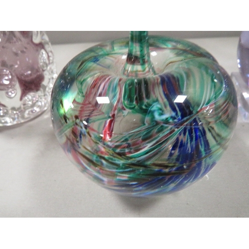 309 - Four items of studio art glass, to include a Liskeard studio glass vase, Caithness paperweight, Roya... 