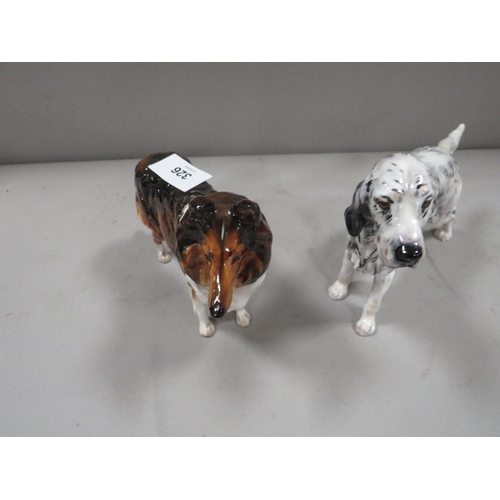 326 - A Royal Doulton figure of a black and white English setter HN1050 together with a collie A/F