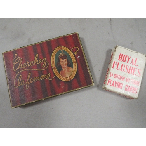 414 - Two boxed sets of glamour playing cards, 'Royal Flushes' and 'Cherchez la femme'