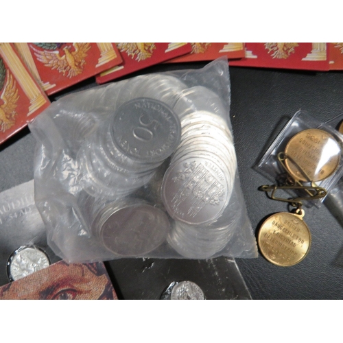 436 - A bag of coins, medal and tokens