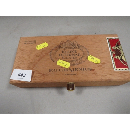 443 - A cigar box of antique tokens