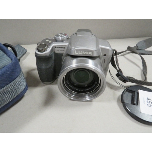 455 - A Panasonic dmc fz28 camera with bag