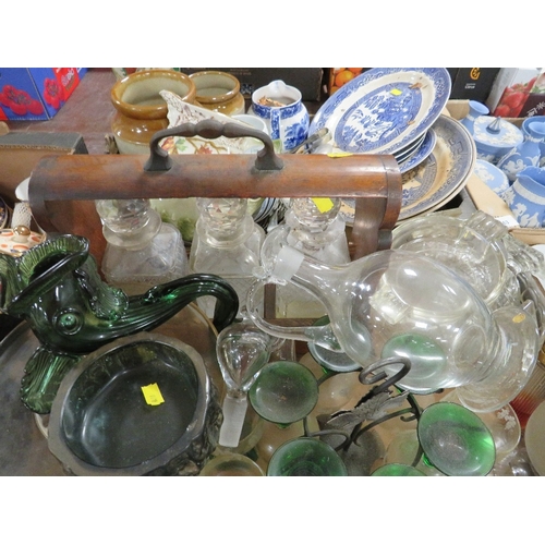 162 - Three trays of ceramics and glass to include a tantalus A/F