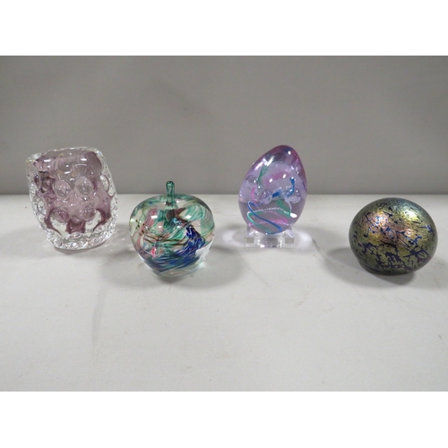 309 - Four items of studio art glass, to include a Liskeard studio glass vase, Caithness paperweight, Roya... 