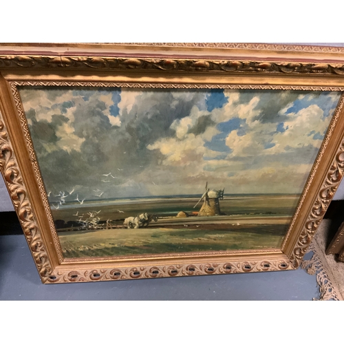 15 - A Edward Seago framed print together with an oil on board of Warwick Castle. (2)