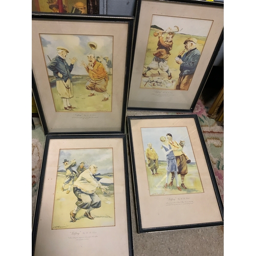 22 - A set of six humerous golfing coloured prints