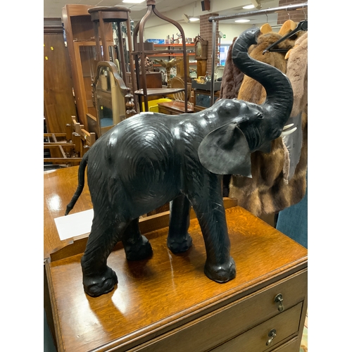 709 - A large leather style elephant model H 76 cm