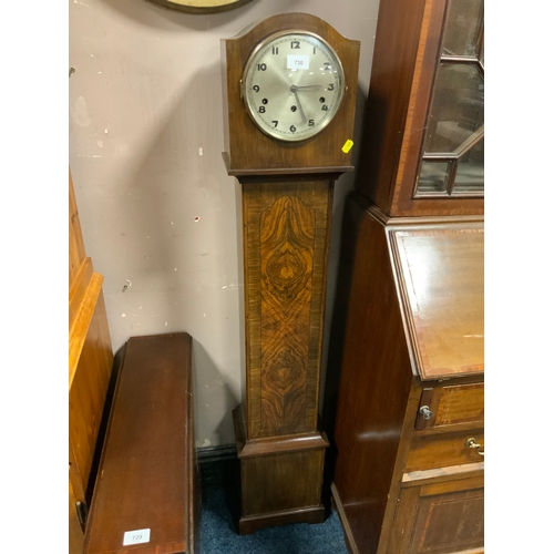 730 - A antique walnut crossbanded grandmother clock with Westminster chime H 136 cm