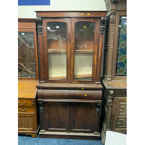 733 - A mid Victorian mahogany library bookcase H 208 cm W 107 cm