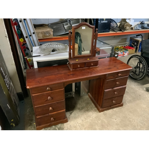 761 - A modern pine dressing table and mirror