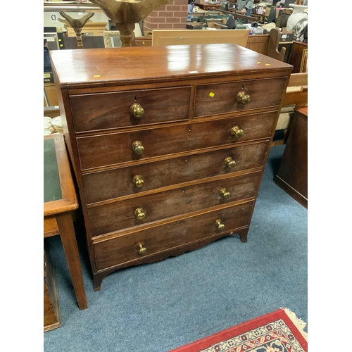 799 - An antique mahogany six drawer chest W 107 cm. S/D