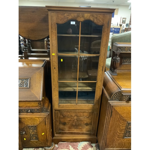 805 - A reproduction walnut slim display cabinet W 60 cm