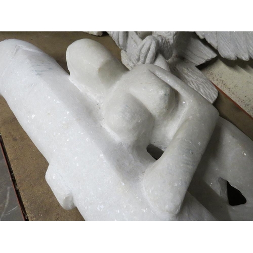 571 - A white marble quartz type statue of an erotic nature - H 80 cm, W 35 cm