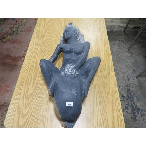 574 - A grey stone type statue of an erotic nature A/F - H 95 cm, W 44 cm