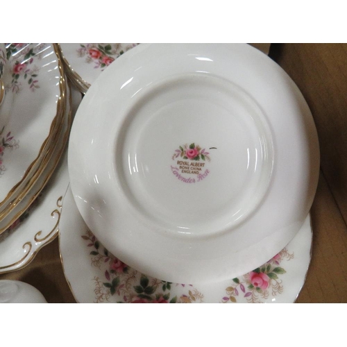 108 - Two trays of Royal Albert Lavender Rose teaware etc., to include a 21pc tea set, large teapot and nu... 