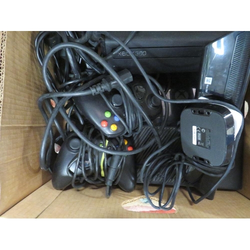 127 - A box of Xbox 360 controllers, connects etc