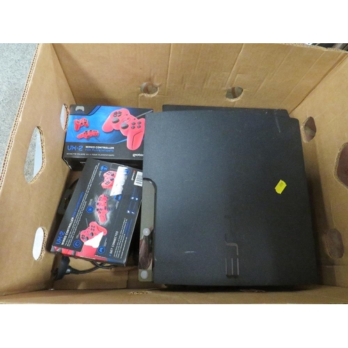 129 - Two PlayStation 3's with controllers