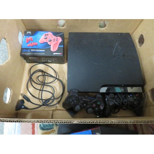 129 - Two PlayStation 3's with controllers