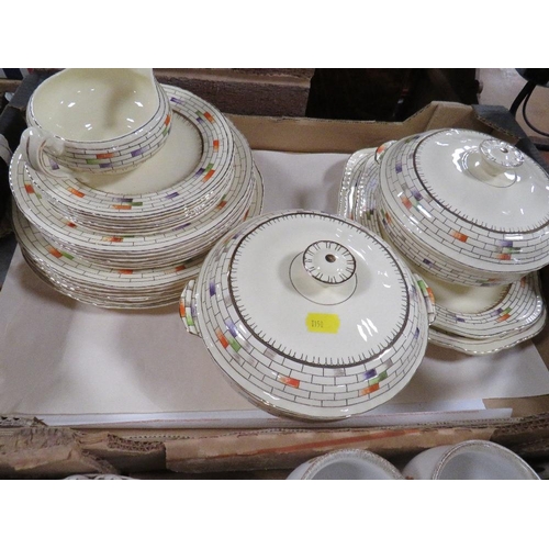 143 - Three trays of assorted ceramics to include, Royal Crown Derby, Denby etc