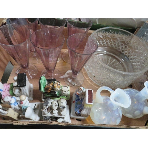 150 - A tray of assorted glassware to include a gilt embellished Victorian Jubilee plate 1887