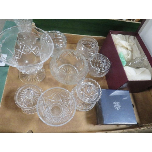 158 - Two trays of assorted ceramics and glass