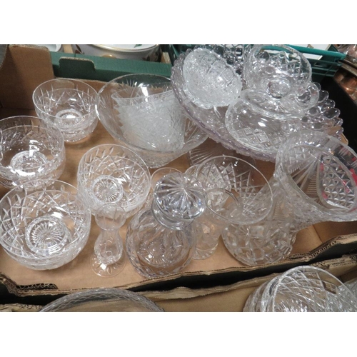 172 - Two trays of assorted cut glass etc