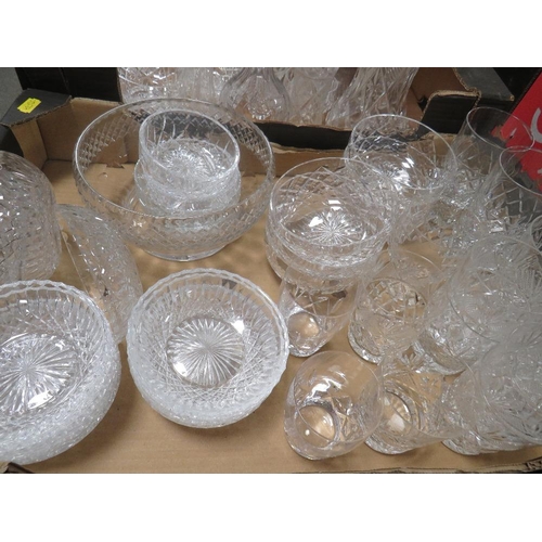 172 - Two trays of assorted cut glass etc