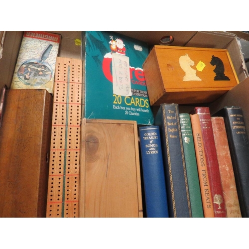 195 - A small quantity of collectables to include two boxed chess sets, cribbage board etc.