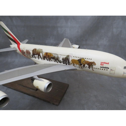 202 - A model of an Emirates 'United For Wildlife' theme aircraft, wing span 55 cm