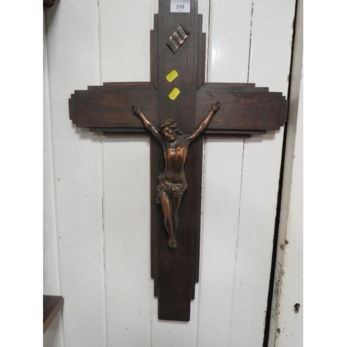 210 - A vintage metal Corpus Christie on wooden cross